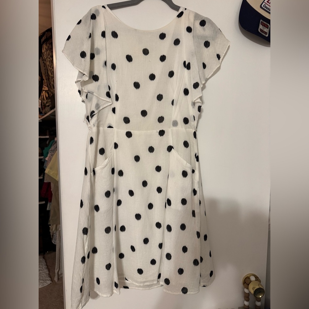 a new day White and Black Polka Dot Midi Dress